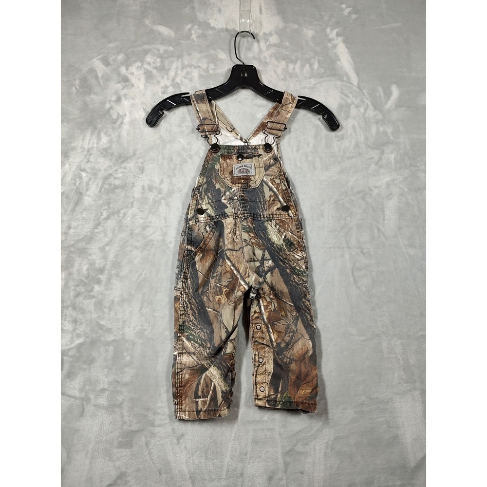 Round House Kids Camo Overalls 24M Made in USA Forest Camouflage Bibs LOT751